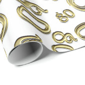 第80誕生日の金ゴールドか白い第80パターン(l) ラッピングペーパー (ロールコーナー)