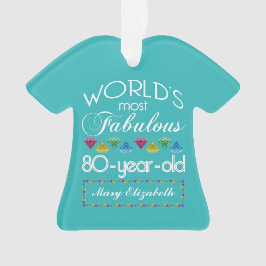 第80誕生日ほとんどのすばらしくカラフルな宝石のターコイズ オーナメント (正面)