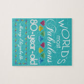 第80誕生日ほとんどのすばらしくカラフルな宝石のターコイズ ジグソーパズル (横)