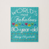 第80誕生日ほとんどのすばらしくカラフルな宝石のターコイズ ジグソーパズル (縦)