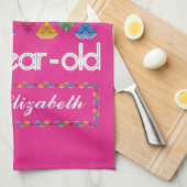 第80誕生日ほとんどのすばらしくカラフルな宝石のピンク キッチンタオル (四つ折り)