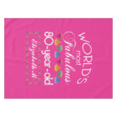 第80誕生日ほとんどのすばらしくカラフルな宝石のピンク テーブルクロス (正面(横))