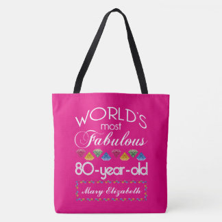 第80誕生日ほとんどのすばらしくカラフルな宝石のピンク トートバッグ
