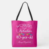 第80誕生日ほとんどのすばらしくカラフルな宝石のピンク トートバッグ (裏面)