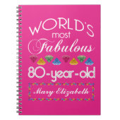 第80誕生日ほとんどのすばらしくカラフルな宝石のピンク ノートブック (正面)
