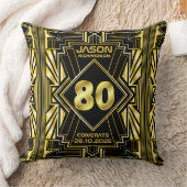 第80誕生日アールデコ金ゴールドブラック·ギャツビ素晴らしー クッション (ブランケット)