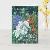 第80誕生日カードおばあちゃん – June Garden カード (黄色い花)