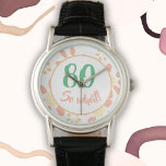 第80誕生日ギフトやる気を起こさせるフローラ女子 腕時計<br><div class="desc">80歳の誕生日フローラは女祝性80年を見る。Aとやる気を起こさせるおもしろい引用文80だから何！ユーモアのセンス前向きを持つ人に最適だ。白にピンクと黄色のデイジーシンプルの花の花柄。女素晴らし性の誕生日プレゼントとして年齢番号を変更できる。</div>