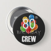 第80誕生日クルー80パーティークルー・グループ・ラウンド 缶バッジ (正面&裏面)