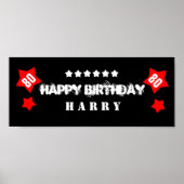 第80誕生日スターバナー名前をカスタムするV80S STARS ポスター (正面)