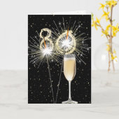 第80誕生日スパーカーズと白ワイン カード (黄色い花)