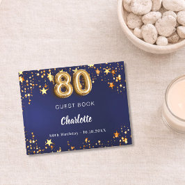第80誕生日ネイビーブルー金ゴールド星 ゲストブック