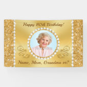 第80誕生日バナパーソナライズされたー、写真と名前 横断幕 (横)