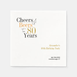 第80誕生日パーソナライズされた応援とビールパーティー スタンダードカクテルナプキン