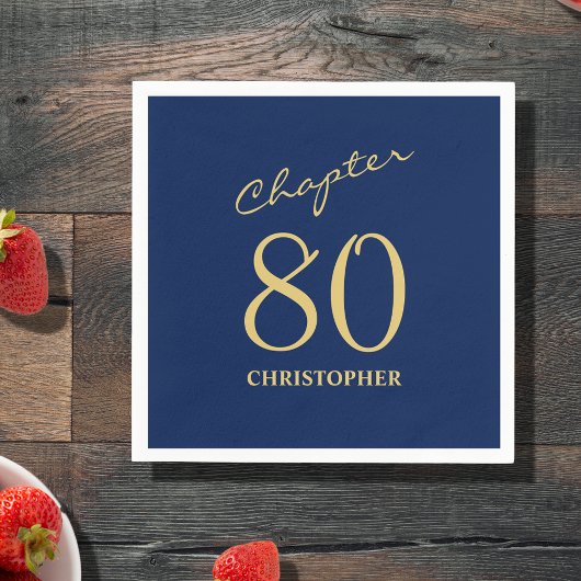 第80誕生日ブルー金ゴールド第80章 スタンダードカクテルナプキン