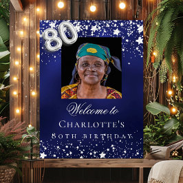 第80誕生日ブルー・シルバー・スターズ写真歓迎 ポスター