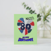 第80誕生日モザイク絵葉書 ポストカード (スタンド正面)