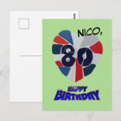 第80誕生日モザイク絵葉書 ポストカード (正面/裏面)
