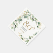 第80誕生日ユーカリ スタンダードカクテルナプキン (角)