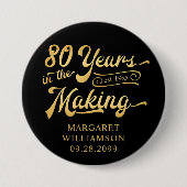 第80誕生日レトロ年 缶バッジ (正面)