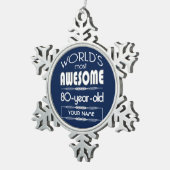 第80誕生日ワール最高のズファブリューダークブルー スノーフレークピューターオーナメント (右)