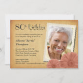 第80誕生日ヴィンテージデイジーフォト招待状 招待状 (正面)