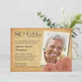 第80誕生日ヴィンテージデイジーフォト招待状 招待状 (スタンド正面)