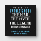 第80誕生日人神話テーブルの標識 フォトプラーク (正面)