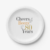 第80誕生日応援とビールミニマルパーティー ペーパープレート (正面)