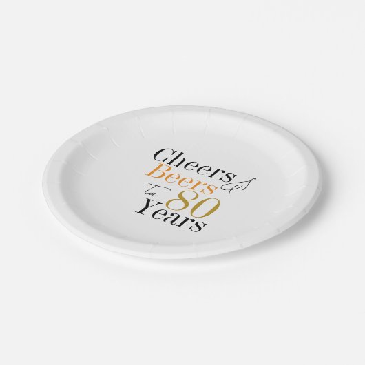 第80誕生日応援とビールミニマルパーティー ペーパープレート (アングル)