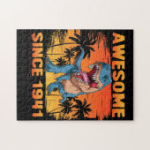 第80誕生日恐竜80歳 ジグソーパズル (横)