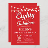 第80誕生日招待状レッドファバウス 招待状 (正面/裏面)
