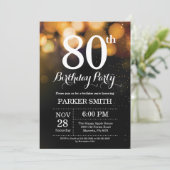 第80誕生日招待状金ゴールドグリッター 招待状 (スタンド正面)