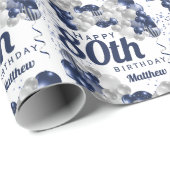 第80誕生日海軍バルーン ラッピングペーパー (ロールコーナー)