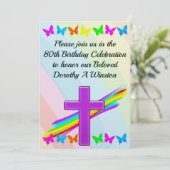 第80誕生日紫十字招待状 招待状 (スタンド正面)