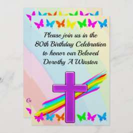 第80誕生日紫十字招待状 招待状