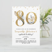 第80誕生日金ゴールドフローラ招待状 招待状 (スタンド正面)