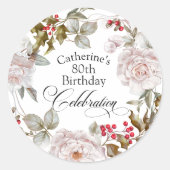 第80誕生日12エレガント月フローラ ラウンドシール (正面)