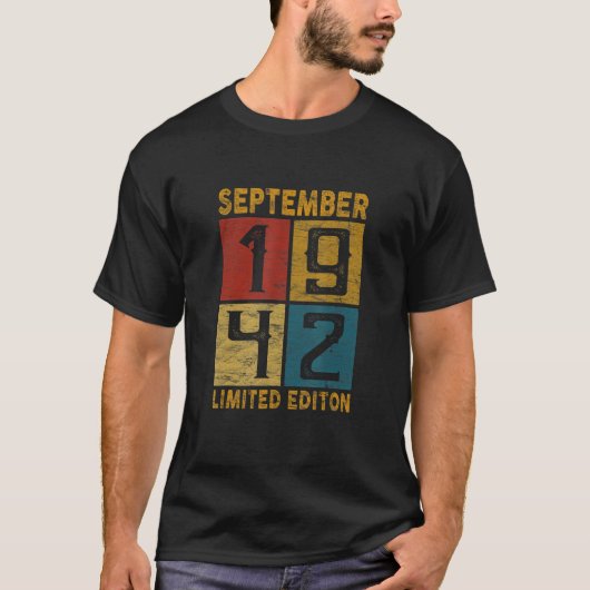第80誕生日1942年9生まれ月80年Yrs O Tシャツ (正面)