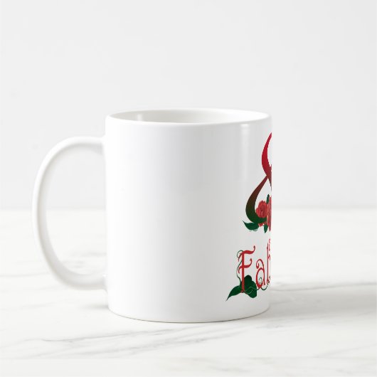 第80誕生日80およびすばらしい赤いバラの花柄のマグ コーヒーマグカップ (左)