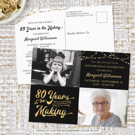 第80誕生日80年の作り上げ2枚 ポストカード