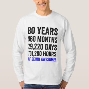 第80誕生日//男おもしろい子誕生日カウントダウン Tシャツ