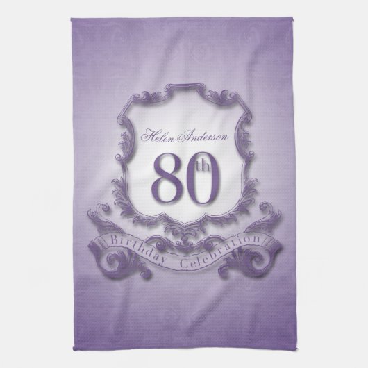 第80誕生祝いパーソナライズなK. Towel キッチンタオル (縦)