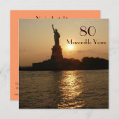 第80誕生祝い/自由の夕日の像 招待状 (正面/裏面)