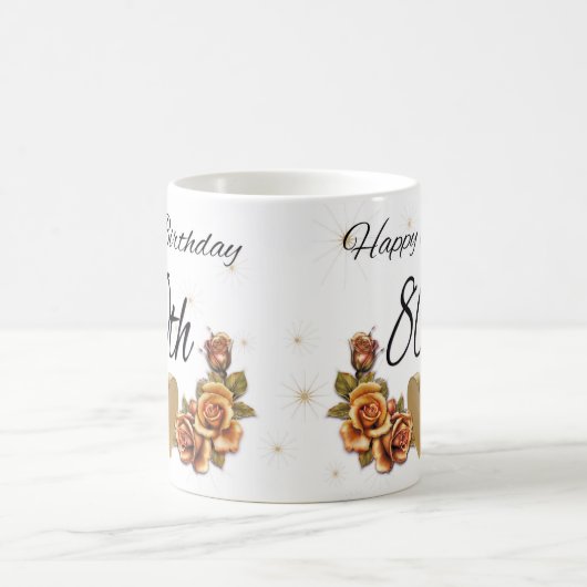 第80銅のバラが付いている誕生日プレゼントのマグ、 コーヒーマグカップ (中央)