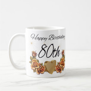 第80銅のバラが付いている誕生日プレゼントのマグ、 コーヒーマグカップ