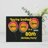 第80驚きの誕生日のパーティの招待状のテンプレート 招待状 (スタンド正面)