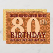 第80驚きの誕生日の金ゴールドの花火の星 招待状 (正面/裏面)