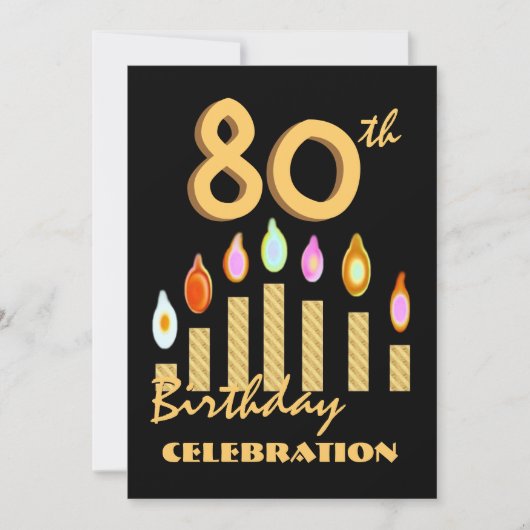 第80 -第89誕生会の金ゴールドはテンプレートの良否を明りにすかして調べます 招待状 (正面)