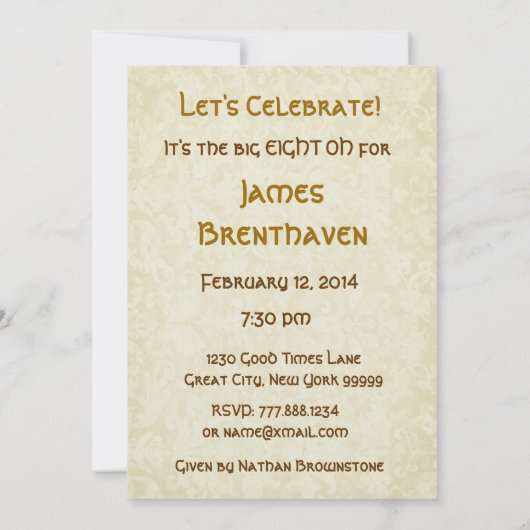 第80 -第89誕生会の金ゴールドはテンプレートの良否を明りにすかして調べます 招待状 (裏面)